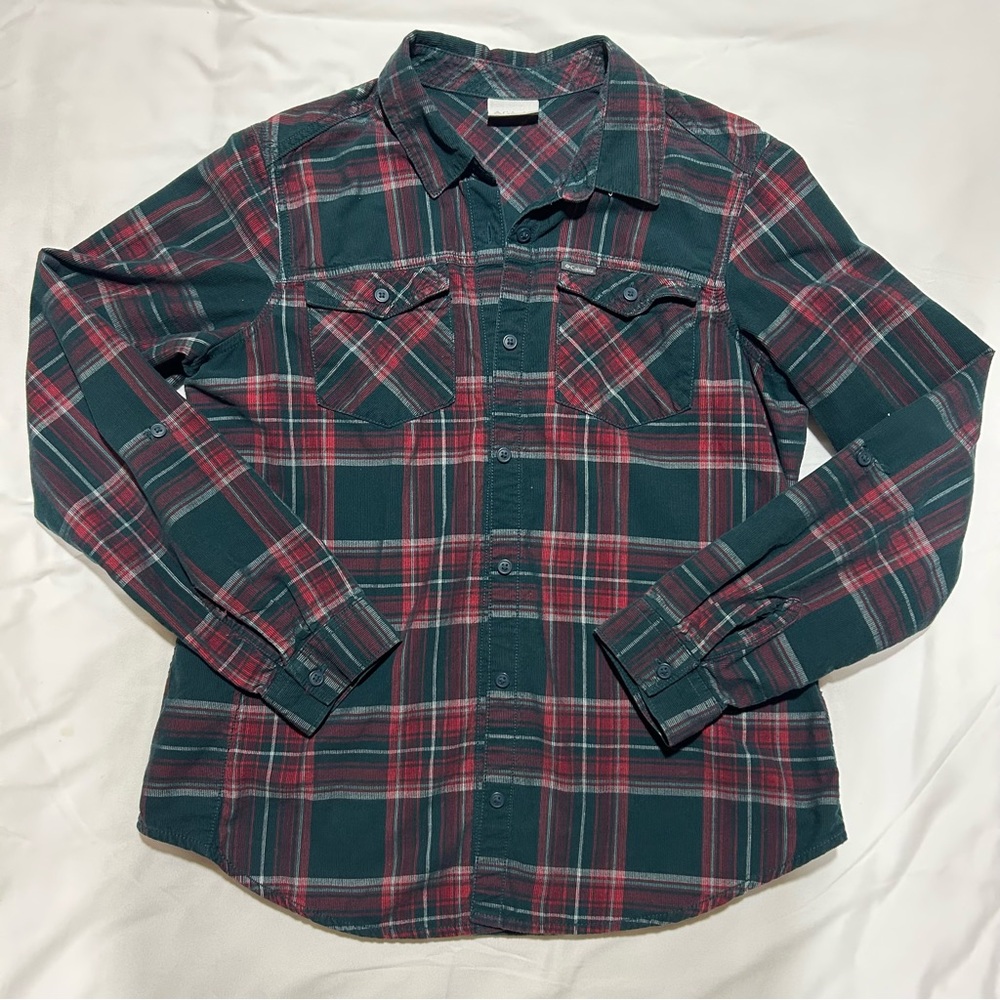Columbia Green and Red Plaid Shirt